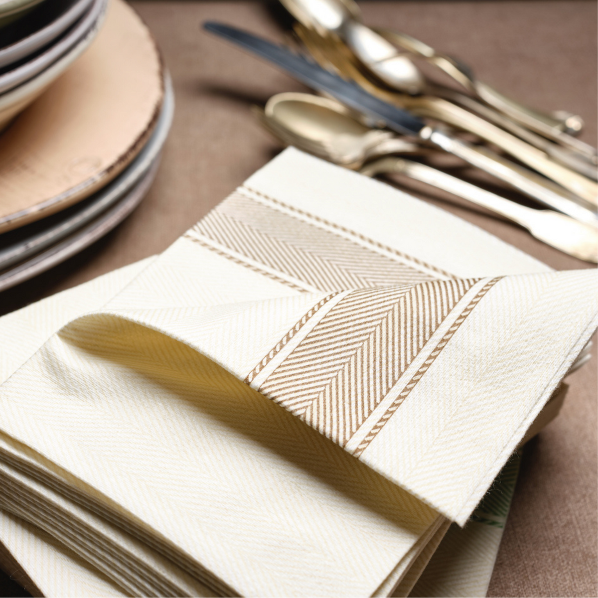 BioNap Extra Soft Kitchen Brown Stripe Napkin 50pk